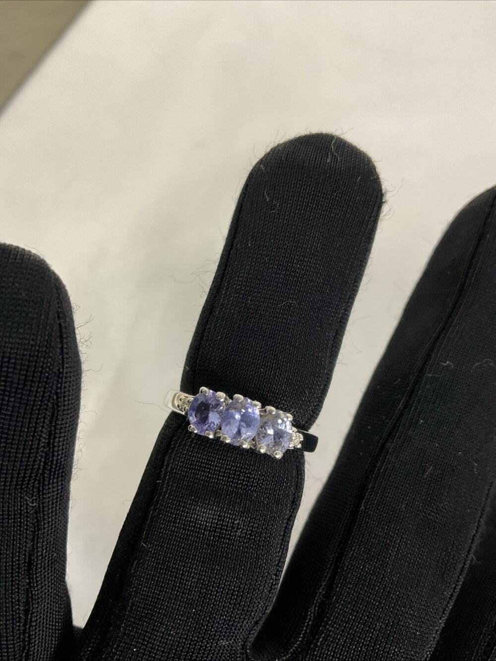 NEW TANZANITE ANNIVERSARY STERLING SILVER RING SZ 7